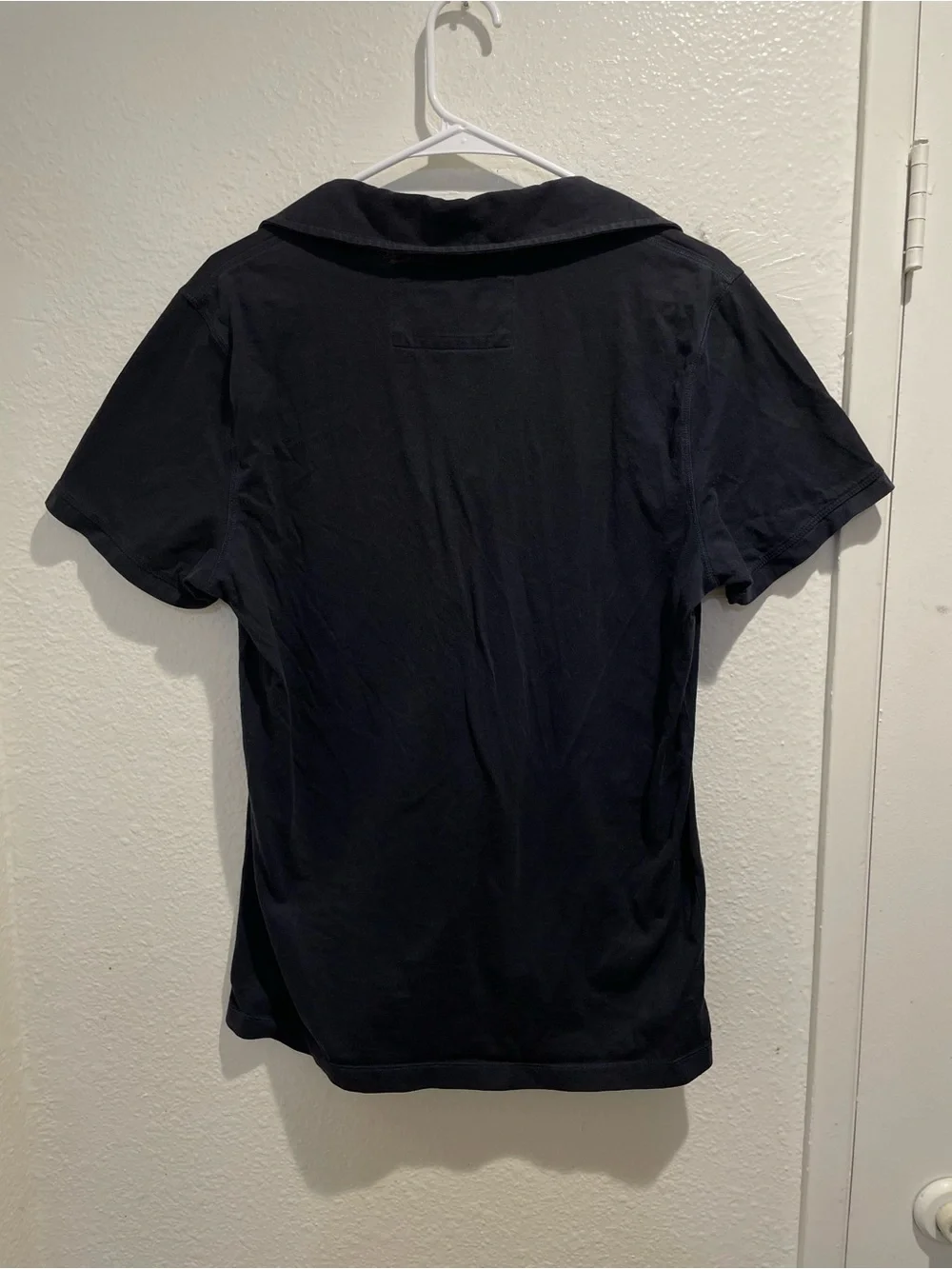 Banana Republic Men’s Medium M Black Polo Shirt Gray Contrast Collar Trim Luxe